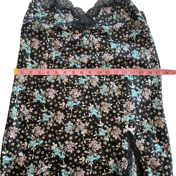 Victoria's Secret Black Floral Slip Dress With A Slit Medium - Picture 6 of 7